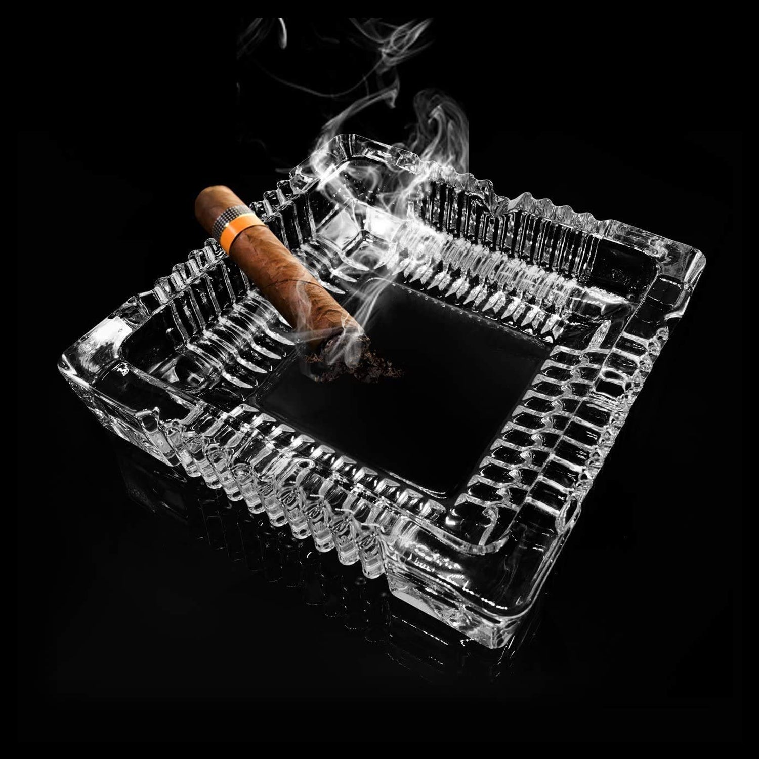 4062 Square Glass Misti Crystal Quality Cigar Cigarette Ashtray Round Tabletop for Home Office Indoor Outdoor Home Decor DeoDap 4062 Square Glass Misti Crystal Quality Cigar Cigarette Ashtray Round Tabletop for Home Office Indoor Outdoor Home Decor DeoDap